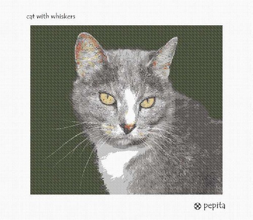 Cat With Whiskers Needlepoint Kit or Canvas - Picture 1 of 2