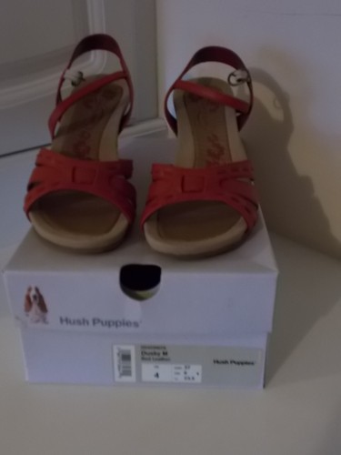 Pair Of Ladies Dusky M Red Leather Sandel Size 4 (Brand New ) Boxed