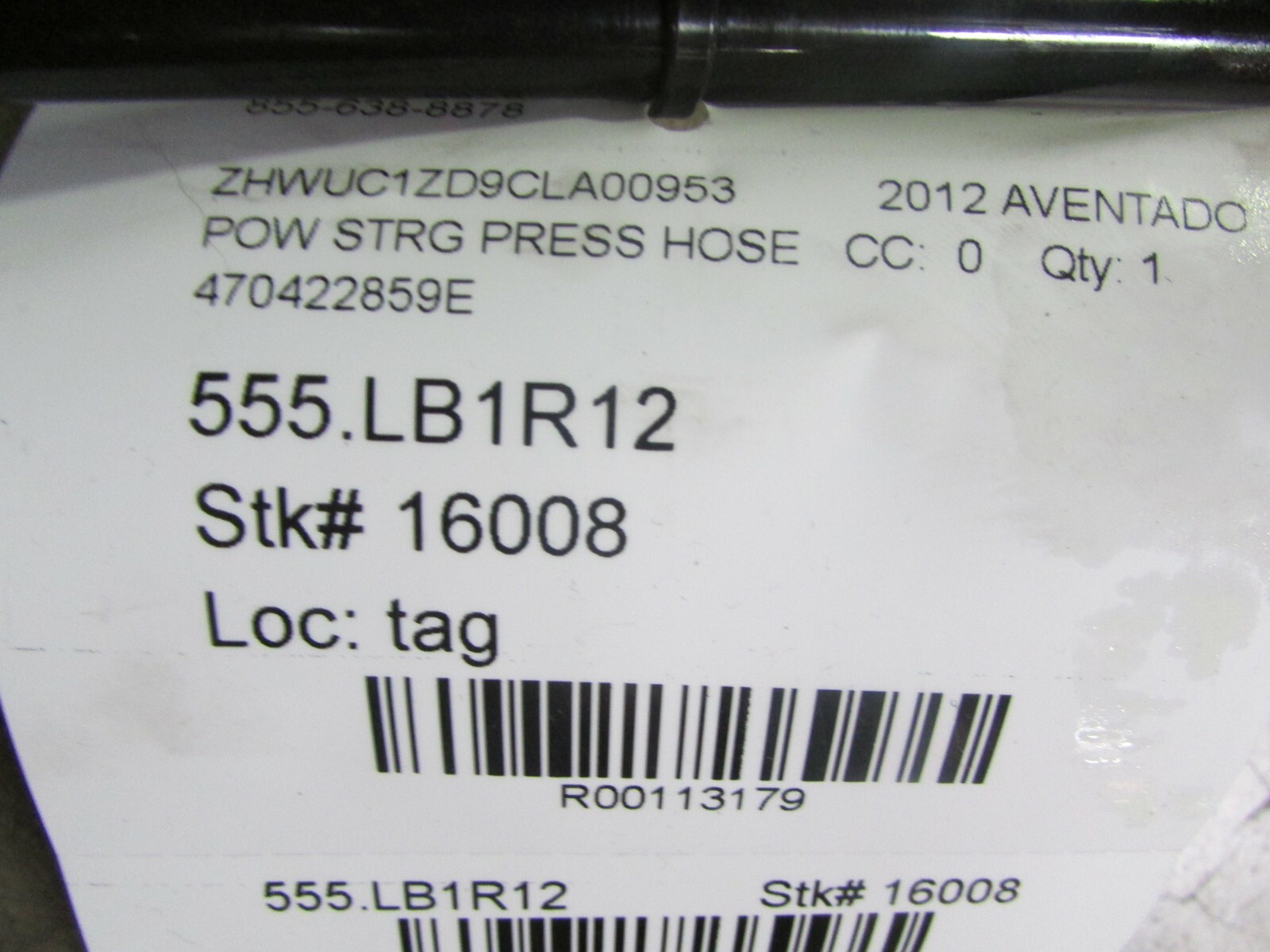 Lamborghini Aventador, Power Steering Oil Return Line, Used, P/N 470422859E