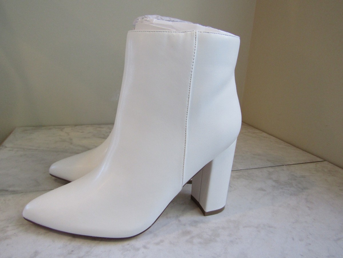Block Heel White Kitten Heel Ankle Boots CHIKO Jaimica Pointy Toe