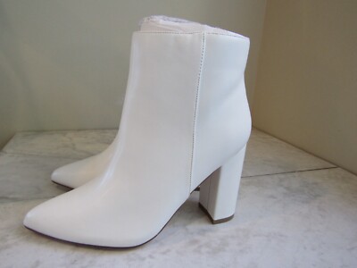 Toe Rosamund Block Heel Bootie White Ankle Boots Justfab Rosamund
