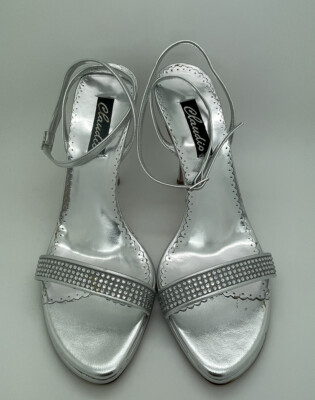 Francesco Sacco Women's Leather Shoes Silver Crystal Size 40 Retail $490