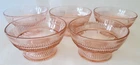 SET 5 FOOTED SHERBETS! Vintage HOCKING GLASS depression PINK CORONATION pat. EXC