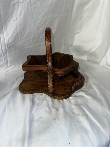 The Wooden Basket Co. Hand-carved Collapsible Wooden Basket - Picture 5 of 10