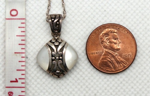 GENUINE S/S with MOTHER of PEARL 4Pc set Cone Style w/Neck Chain 18" NEW! - Picture 10 of 10
