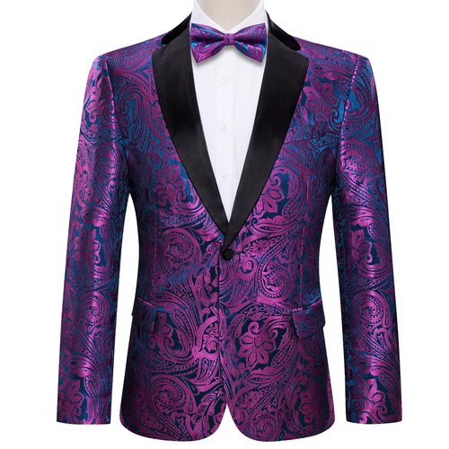 Para Hombres Floral Esmoquin Cena Chaqueta Calce Regular Chal Solapa Paisley Baile de graduación Fiesta Traje - Imagen 72 de 236