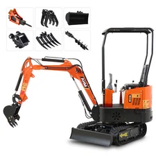 1 Ton Mini Crawler Excavator with 6 Attachments for Backyard Farm Digging