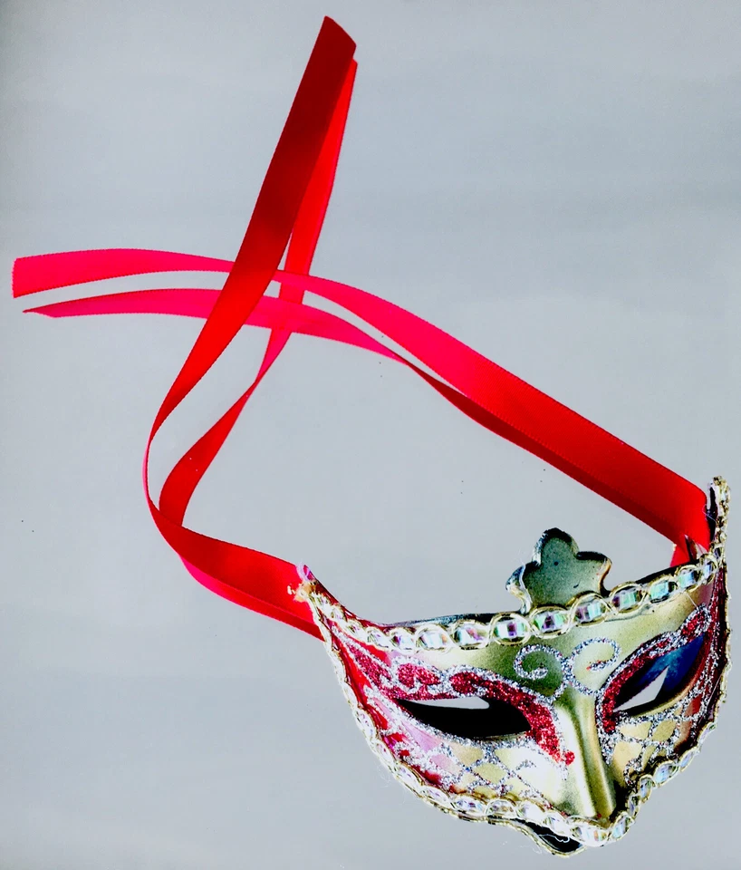 Decorated Mardi Gras Mask Multicolor With Bids & Gold Decor - Image 2 of 4