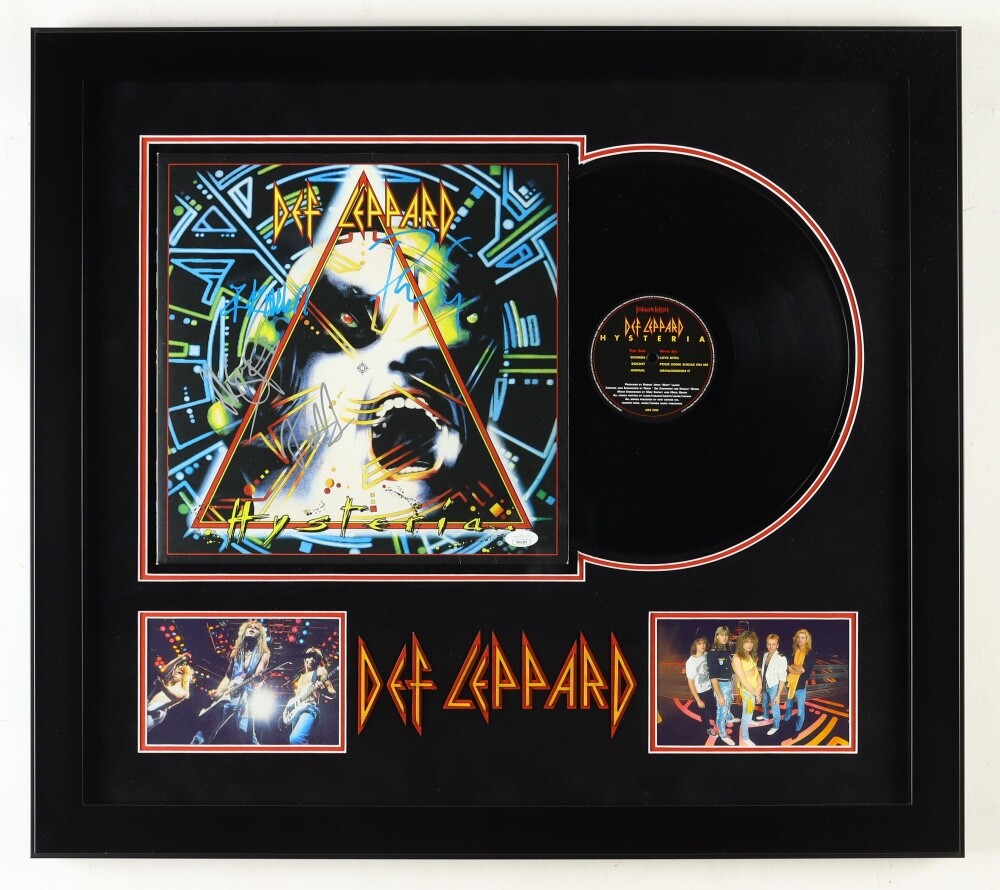 Def Leppard Signed Vinyl LP Hysteria Framed JSA COA Joe Elliott