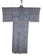 Vintage Japanese Silk Lilac Kimono - Handmade Lined All-Over Pattern w/Metallic