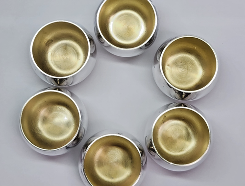 TIFFANY & CO Makers Sterling Silver & Gilt 25005 Sake Liquor Cups Set of 6 - Picture 10 of 16