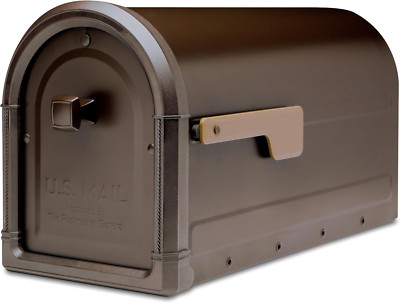 Roxbury  Heavy Duty Steel Metal Post Mounted Mail Box for Outside, Rubbed Bronze