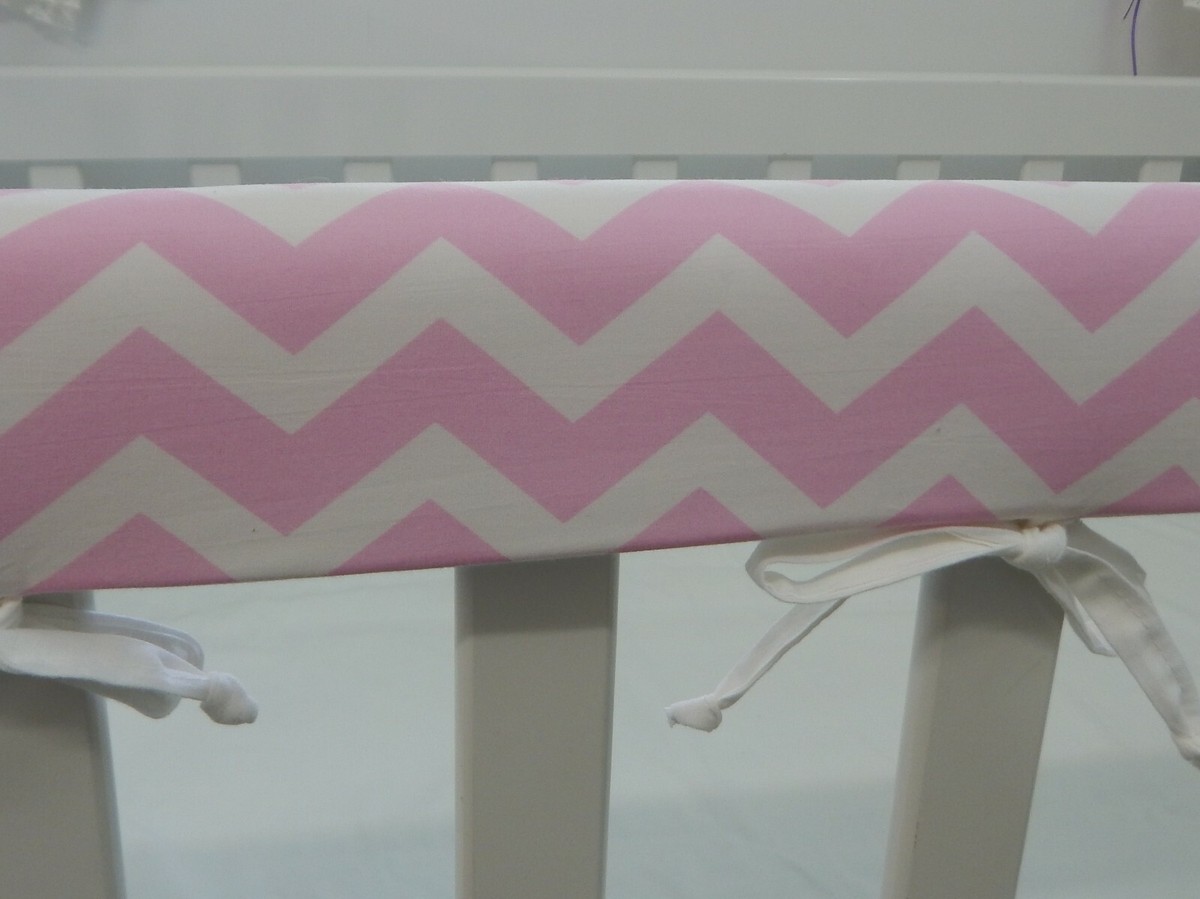 Cot Rail Cover Pink Crib Teething Pad X 1 Handmade 100% Cotton - Foto 10