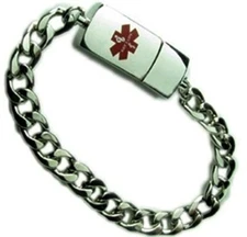 Key2Life EMR Bracelet Throwback Legacy Bracelet MediChip ID Color SilverTone USB