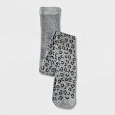 Girls' Cotton Leopard Printed Tights - Cat  Jack Gray L 12-14