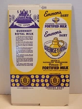 c 1950 Emmons Dairy Guernsey Royal Waxed Milk Carton Big Rapids, MI 1/2 Gal  NOS