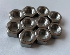 (10) 3/8-16 Titanium Grade 2 Hex Nuts 3/8x16 Nut With a 9/16 Hex, Coarse Thread