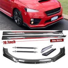 For Subaru Impreza Front Rear Bumper Lip+78.7"Side Skirt Extension Body Kits