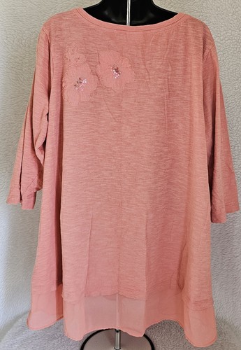 LOGO Lori Goldstein Womens Shirt Top Blouse Size 2X Orange Floral - Picture 7 of 24