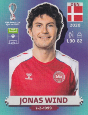 Panini Sticker Fußball WM 2022 Nr. DEN 20: Jonas Wind Denmark Bild NEUWARE Qatar