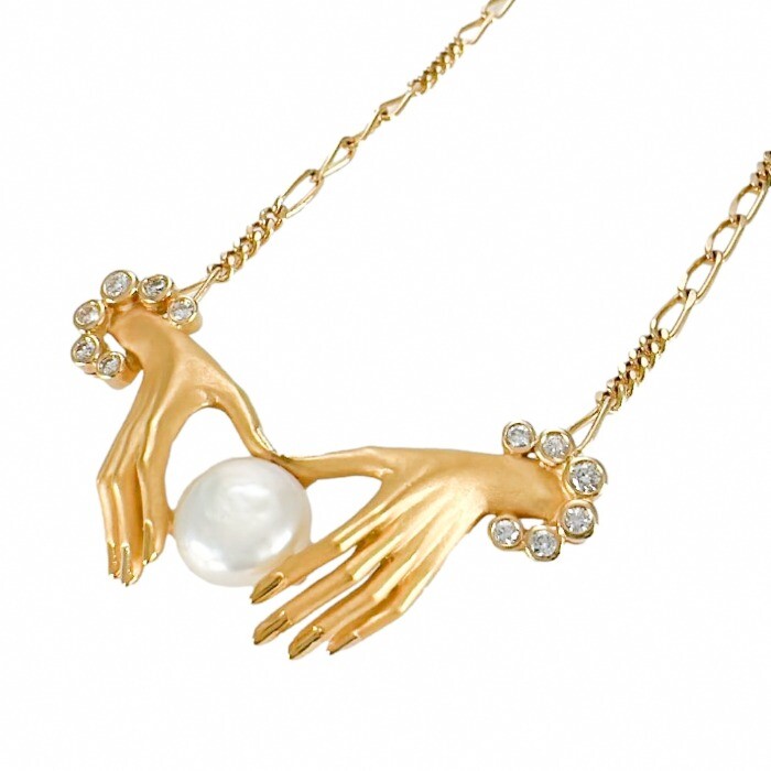 Carrera y Carrera Hand Motif Pearl Necklace K18YG | eBay