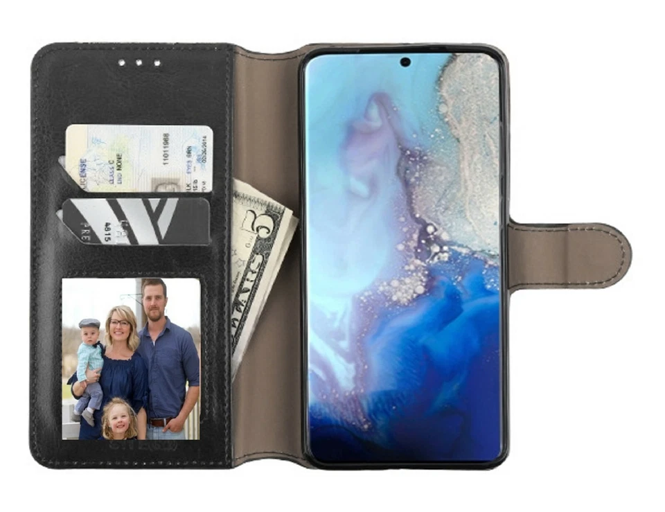 For Samsung GALAXY S20 ULTRA PLUS Leather Wallet Flip Card Case Fold Cover BLACK - Image 2 of 4