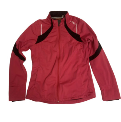 Saucony Softshell Running Jacket Womens MEDIUM Pink Aura Reflective Storm Cuffs