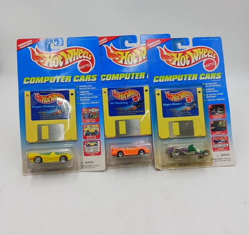 Hot Wheels 1995 Computer Cars Lot Of 3 Mustang-Power Pistons- Rigor-Motor NEW