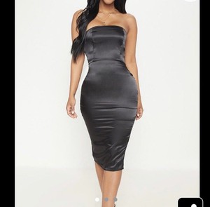 black satin dress pretty little thing