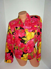 Chico's brite floral lite weight linen blend jacket Sz 0