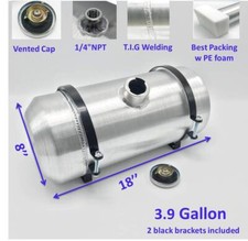 Aluminum Gas Tank Fuel Tank 3.9 Gallon 8 X18 Spun Center Fill 14 Npt Outlet