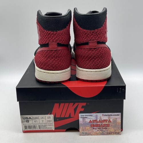 Size 8 - Air Jordan 1 Retro OG Flyknit High Bred Red Black Suede (919704-001) - Picture 3 of 8
