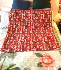 Large Doggie Blanket/Paw Prints/Cotton/Fleece Blanket/36  X 20  /Many Breeds 