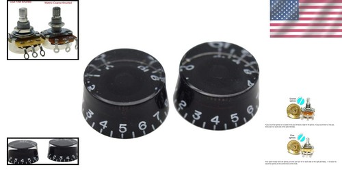 Stylish Black Aluminum Guitar Speed Dial Knobs for 24 Splines Pots - Set of 2 - Picture 2 of 8