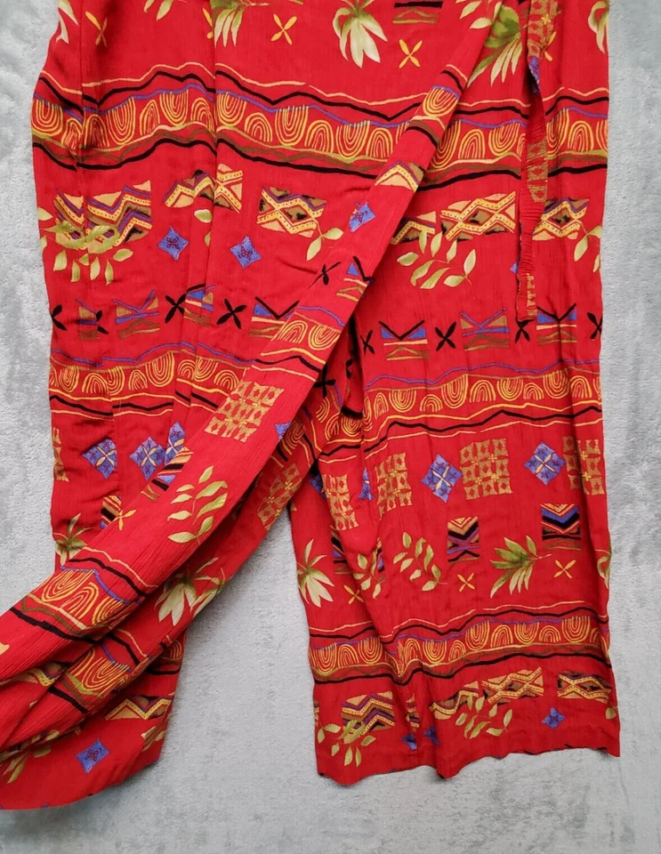 Pantalones Stonebridge Vintage Mujer 24W Rojo Floral Envoltura Geométrica Frontal Relajado Foto 2 de 4