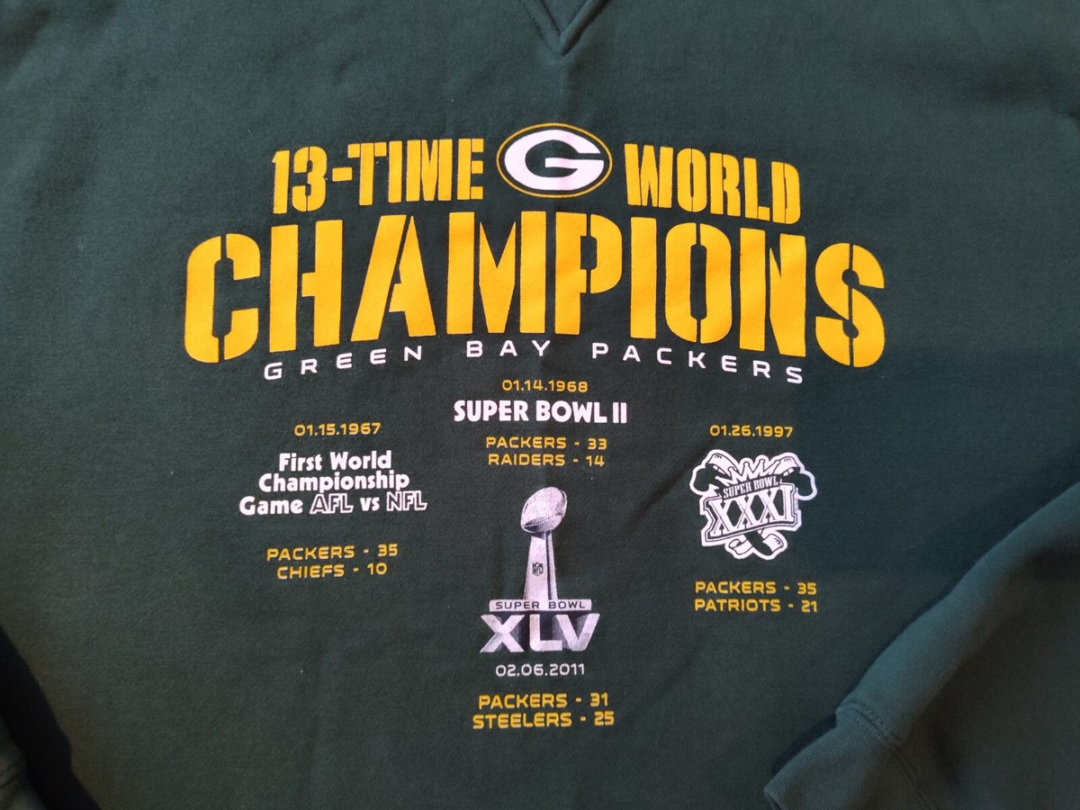 Vintage NFL Green Bay Packers Reebok Sweatshirt Mens 2XL 13-time