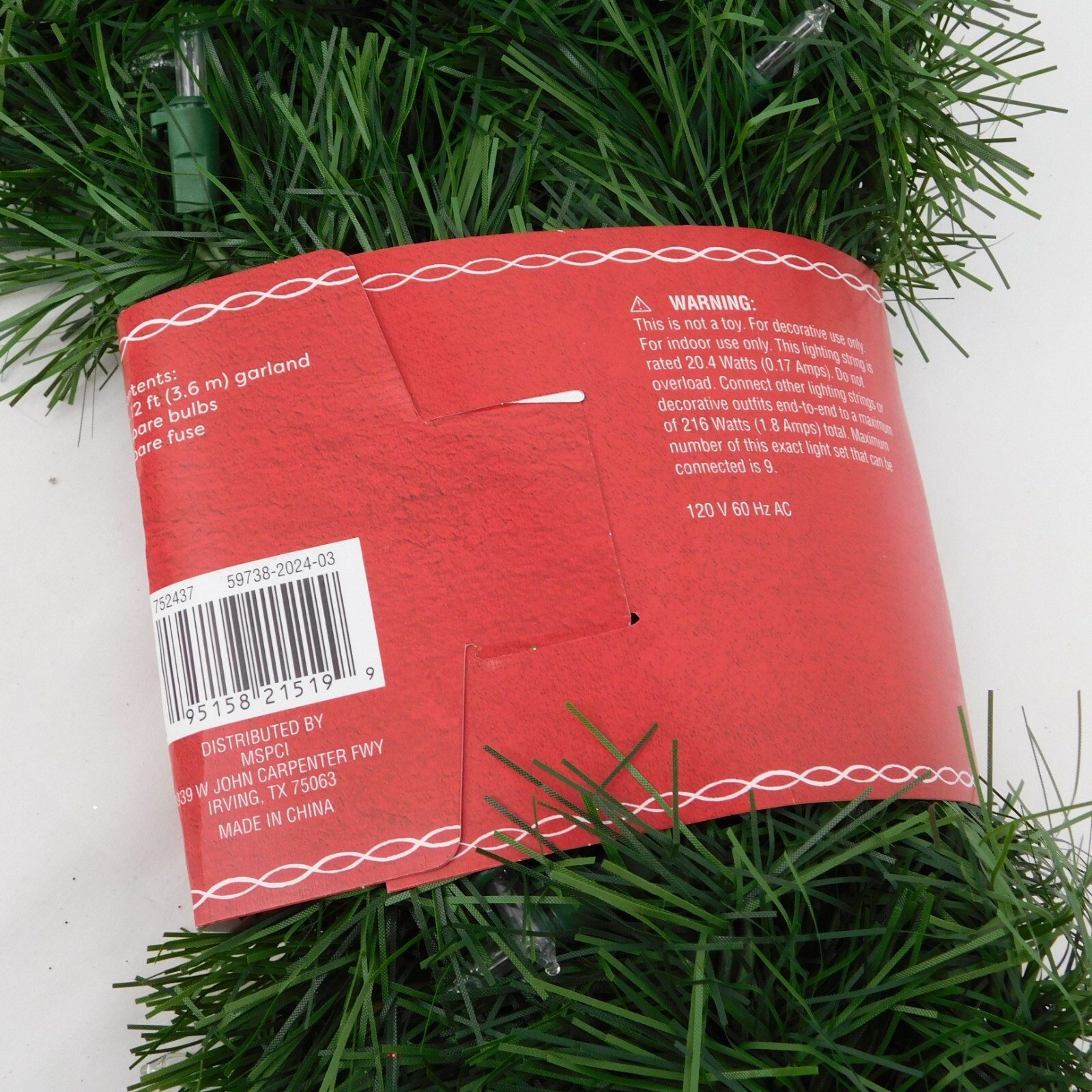 Ashland Pre-Lit Evergreen Christmas Garland Indoor 12 Feet 50 Lights 120 Volts