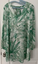 BCBGeneration Blow Back dress Green Oasis sheer sleeves v-neck M-size
