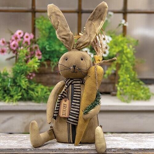 NEW Primitive EASTER BUNNY RABBIT AGED Doll ARCHIE Rustic Rustic 14.5" H 6" W