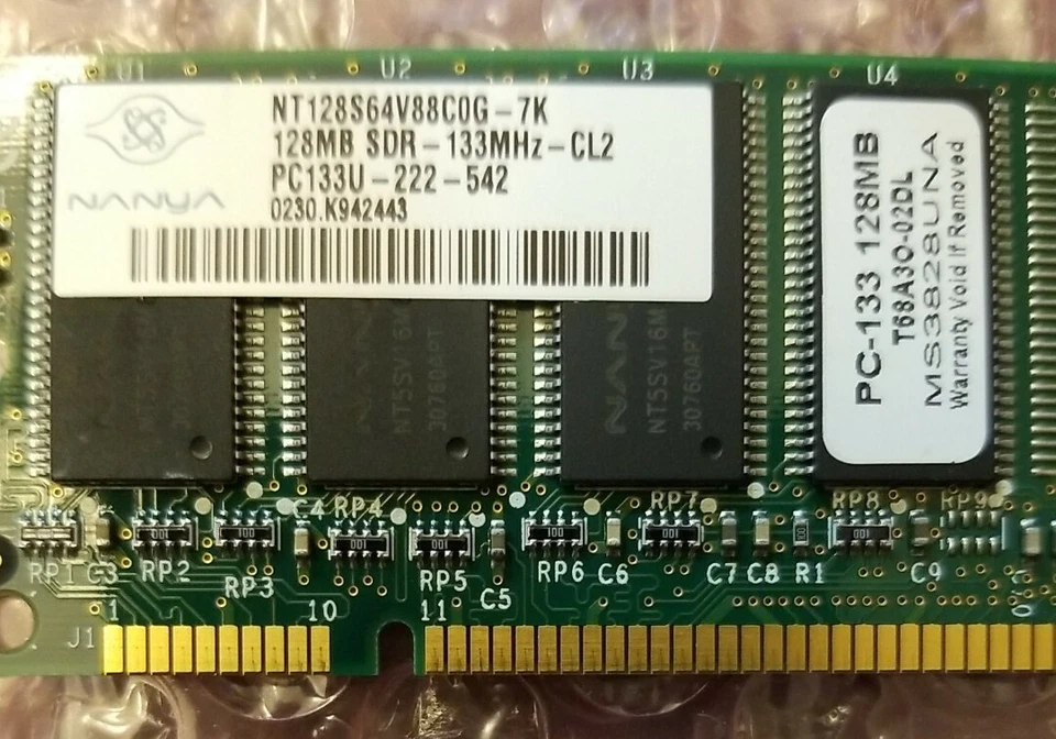 Unused NANYA 128MB Memory SDR-133MHz-CL2 PC133U-222-542 NT128S64V88C0G-7K - Image 3 of 3