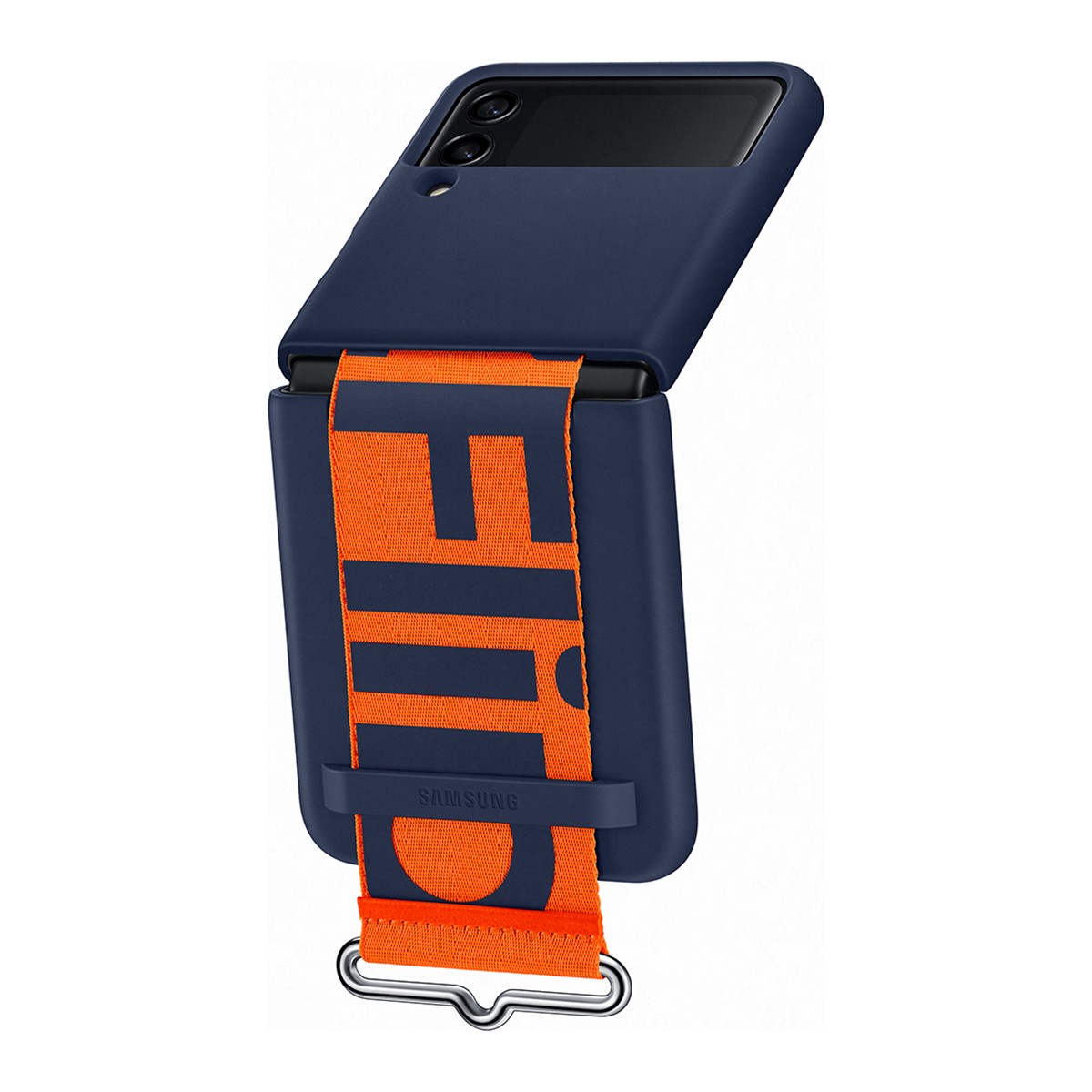 Coque Galaxy Z Flip3 avec Sangle Silicone Bleu Marine Idéale pour Vos Déplacements