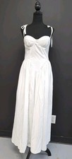 Fashion Nova Lisa Tie Shoulder Maxi Dress Women's US Small White