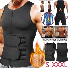 Men Sauna Sweat Vest Waist Trainer Body Shaper Weight Loss Tank Top Suit Workout