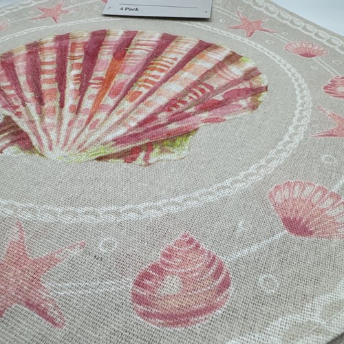 Peppertree Placemat 4 Pack Round: Diameter 38cm ~ Seashell & Starfish ...