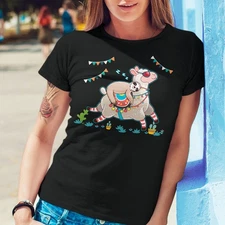 Santa Sloth Riding Llama Reindeer Christmas Gift Graphic Unisex T Shirt