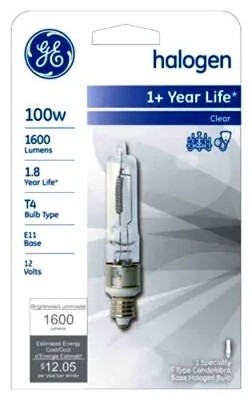 GE Clear 100w Light Bulb - T4 Specialty Bulb Clear Finish, Candelabra Base