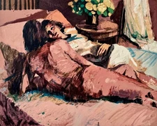 ⭕️ ALDO LUONGO SIGNED NUMBERED LITHOGRAPH 119/275 EVENING FIGURATIVE ART