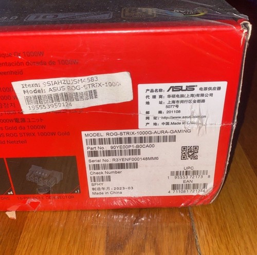 ASUS ROG Strix 1000W Aura Edition Fully Modular PSU 80+ Gold - NEW SEALED! - Bild 3 von 4