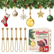 24 PCS Adjustable Christmas Ornament Hooks, Hoevaton Non-Slip Hanger Hooks fo...