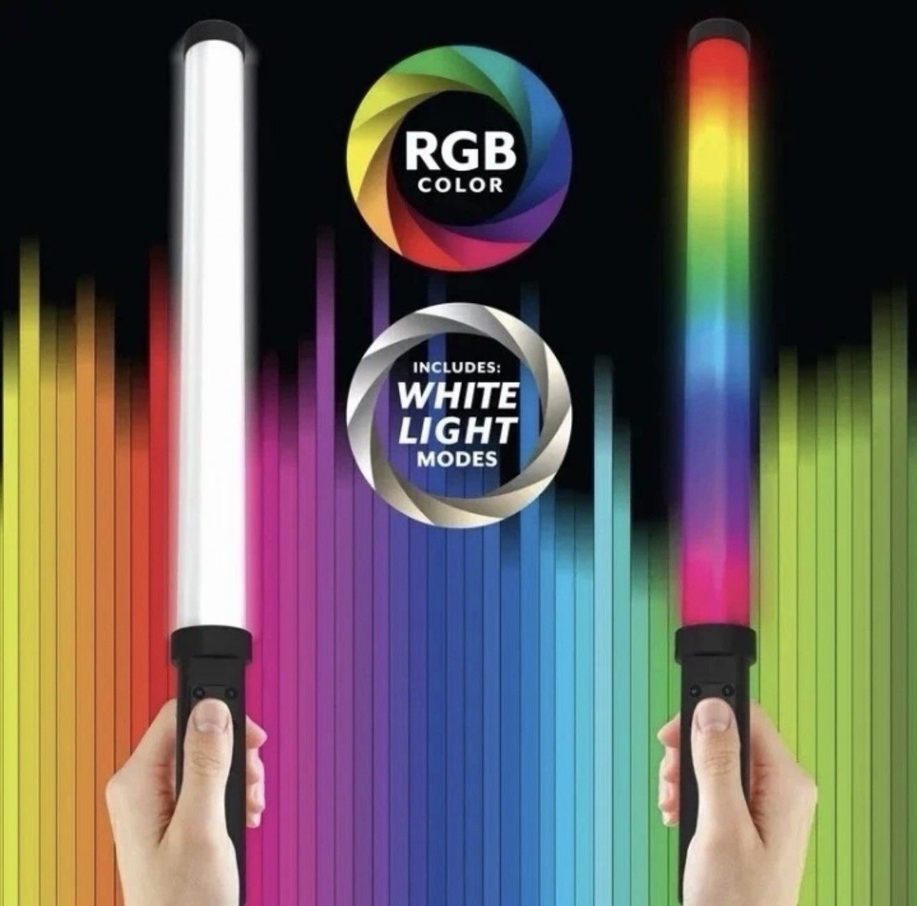 Bower led wand light 360 degree 9 color white rgb 19” edc music festival gear
